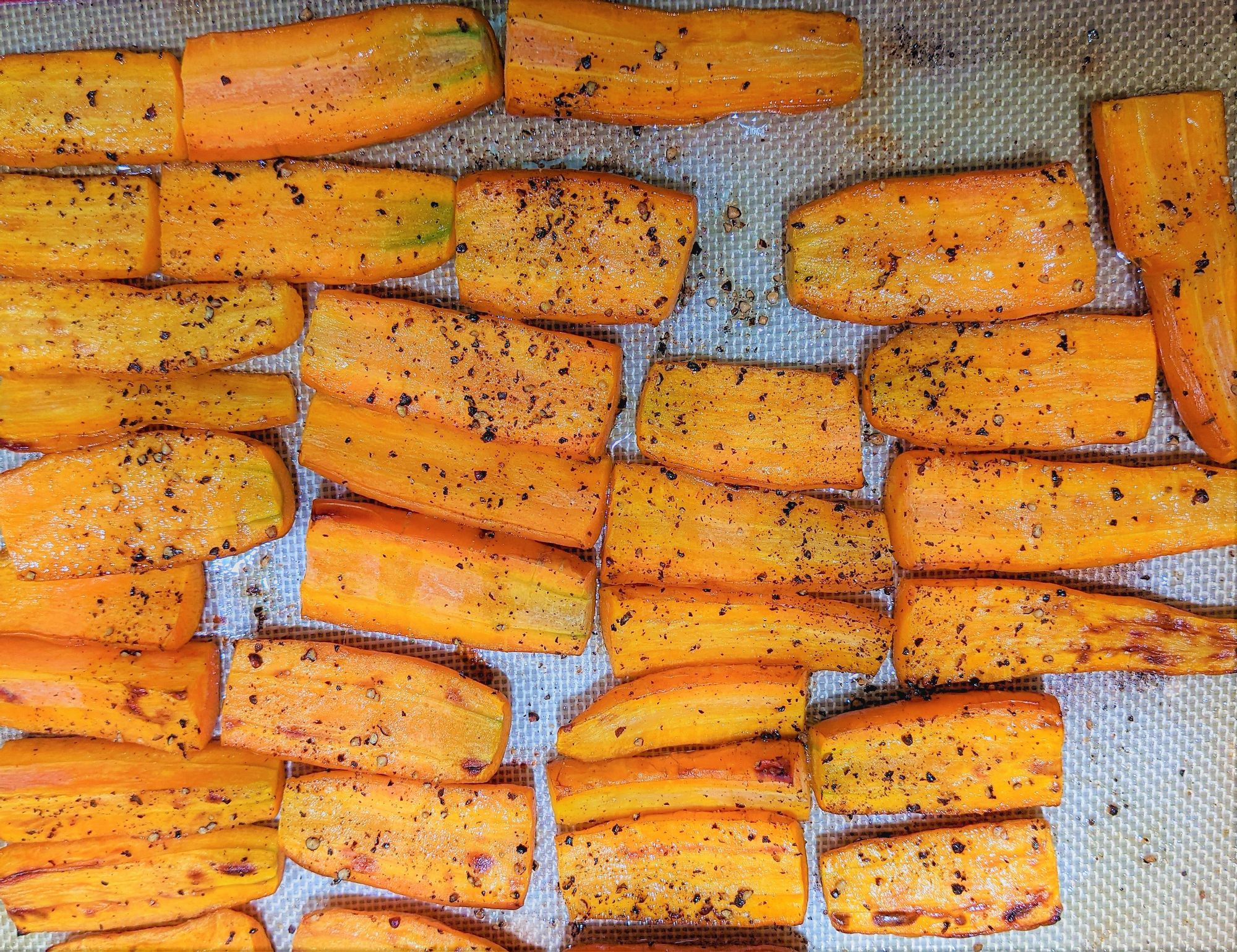 Roasted carrots featuring some maillard reaction browning